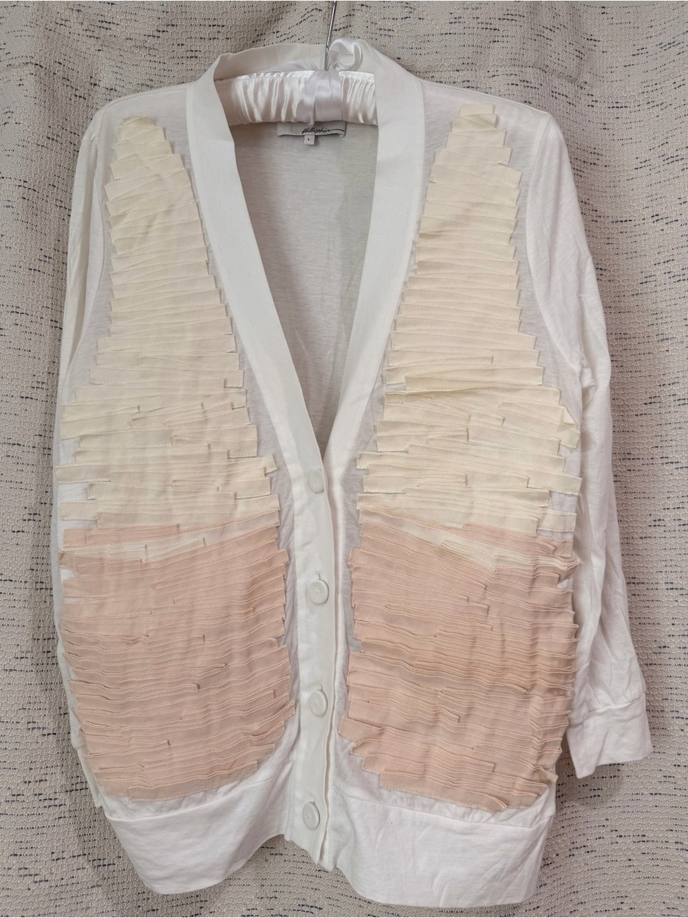 Phillip Lim Womens Cream Ruffle Front Cardigan Sweater